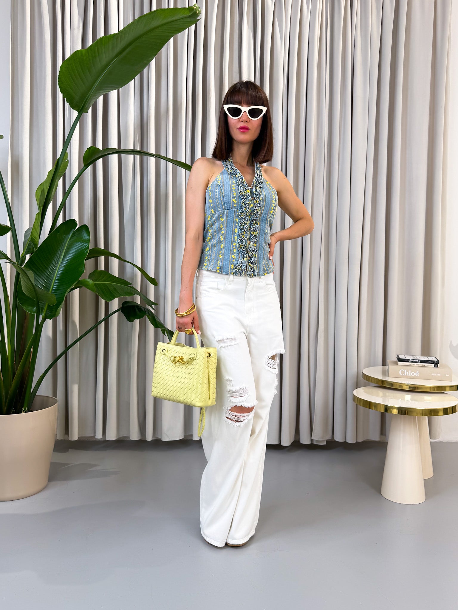 Jeans bianco a palazzo