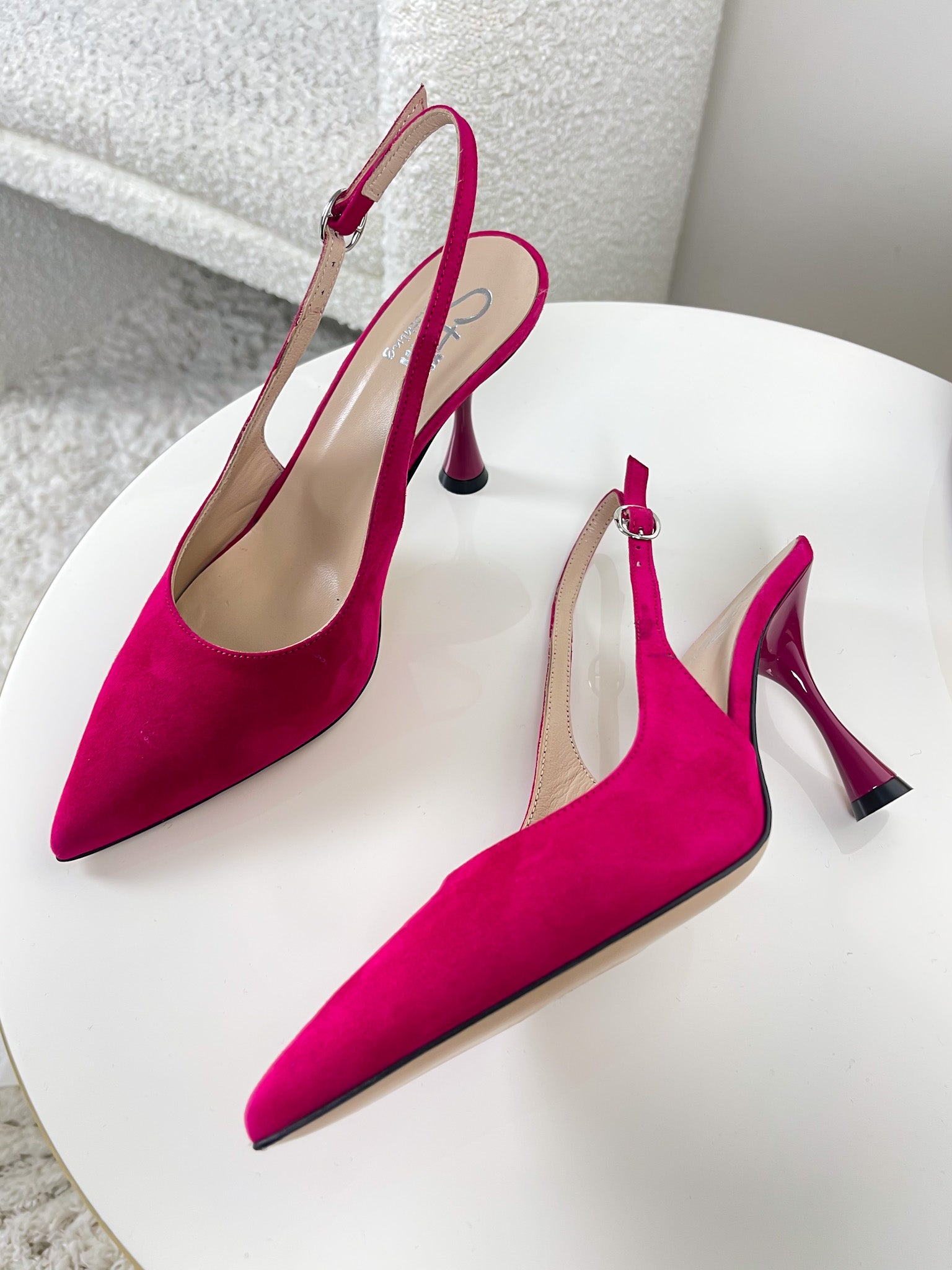 Slingback in suede color fucsia