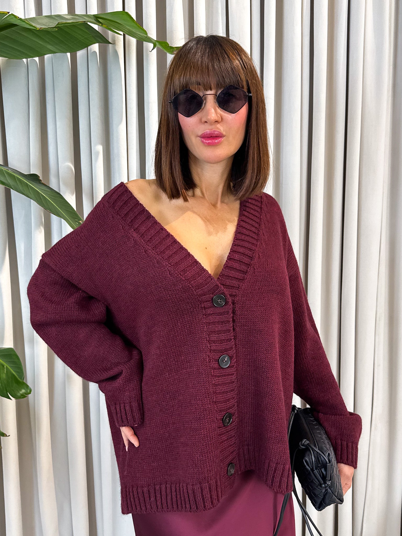 Pullover over fiocco bordeaux