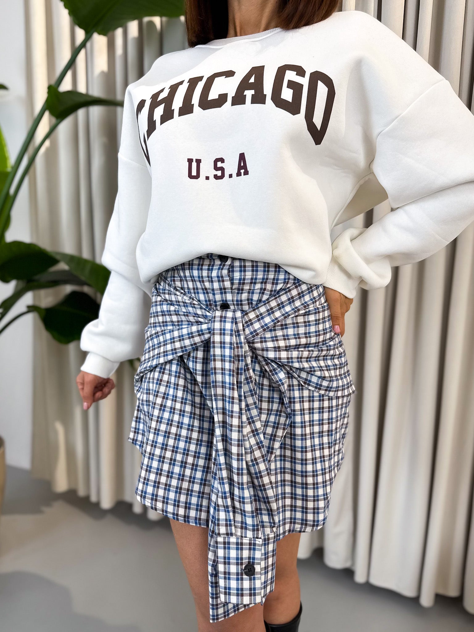 Minigonna quadri azzurra