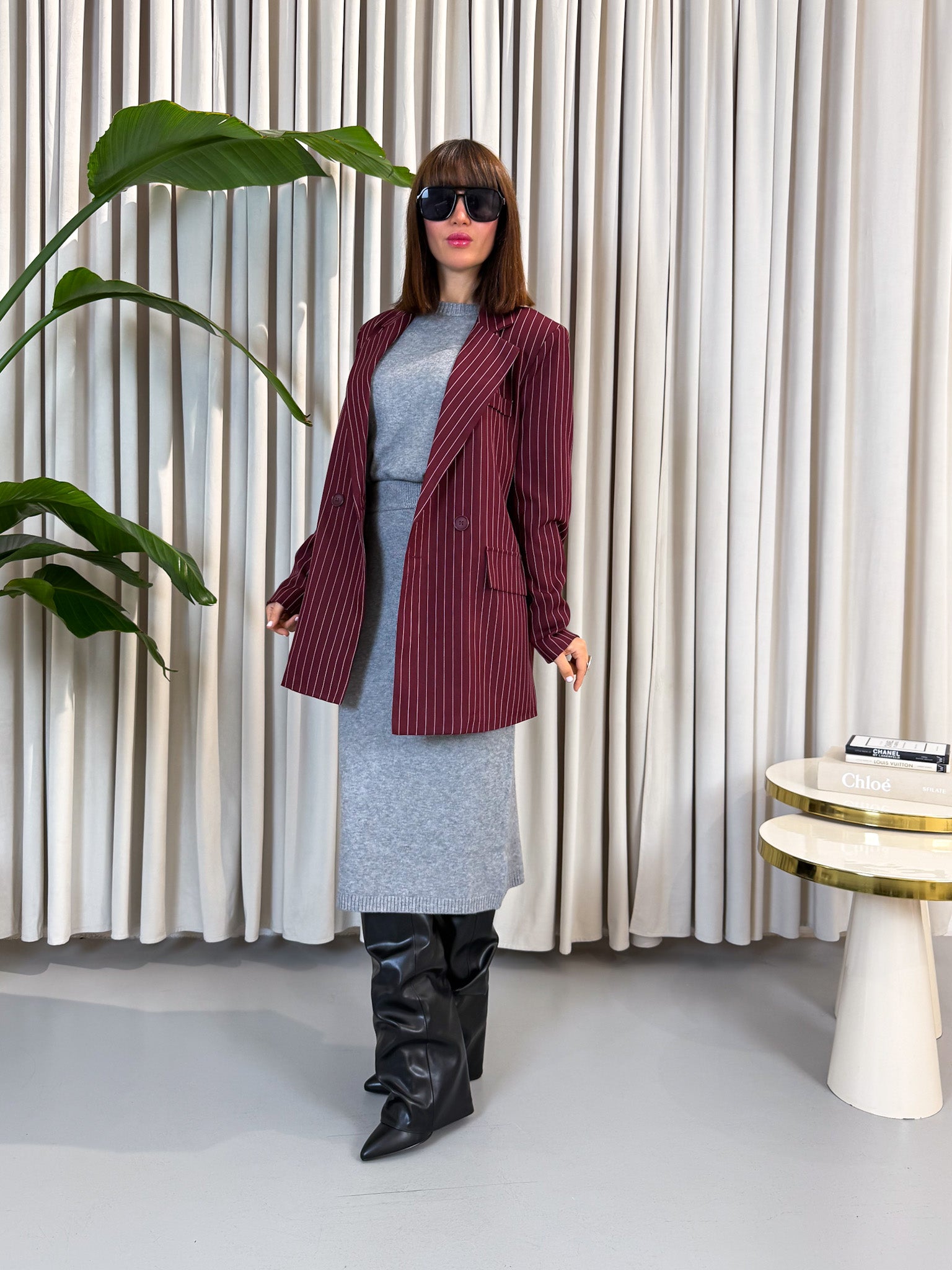 Blazer bordeaux gessato