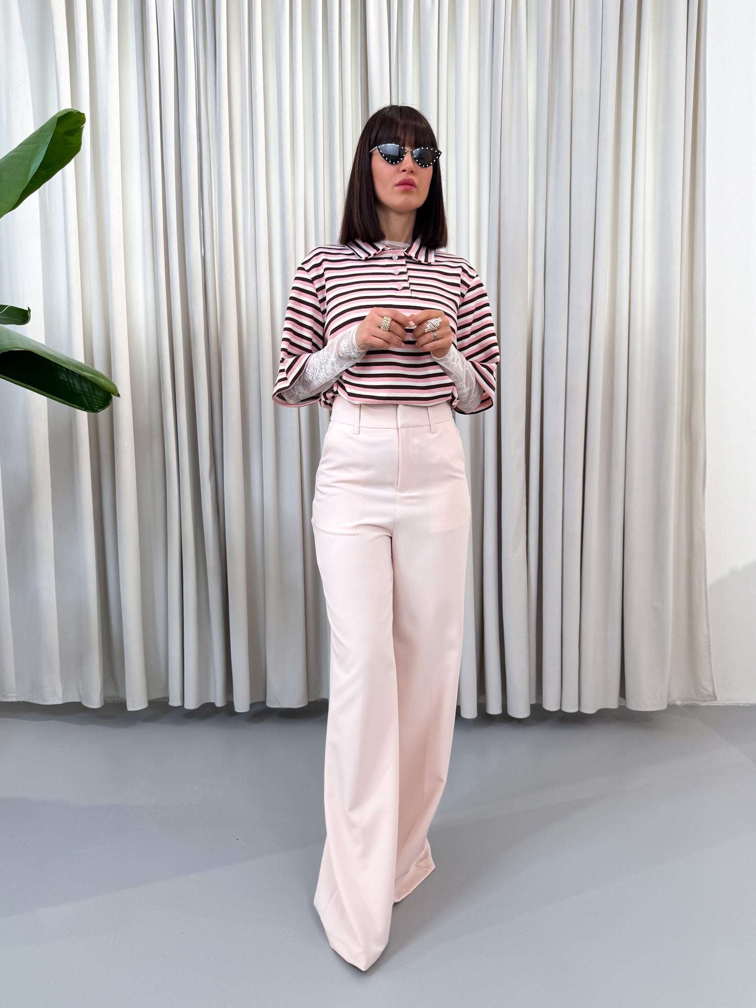 Pantalone sartoriale cipria