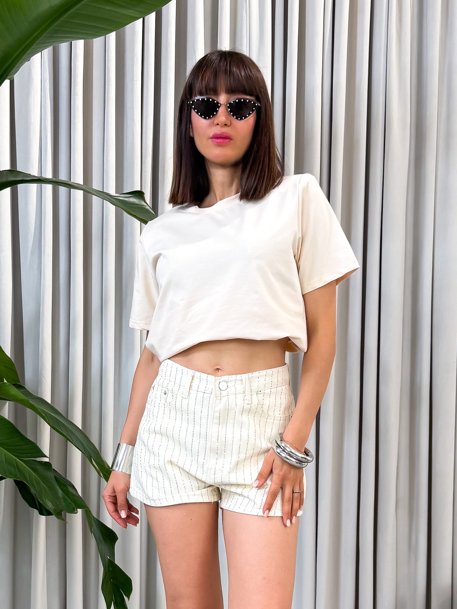 Short burro con strass