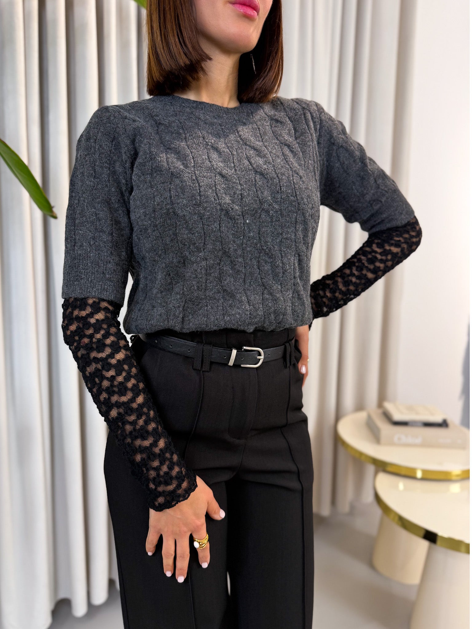 Pullover manica corta antracite