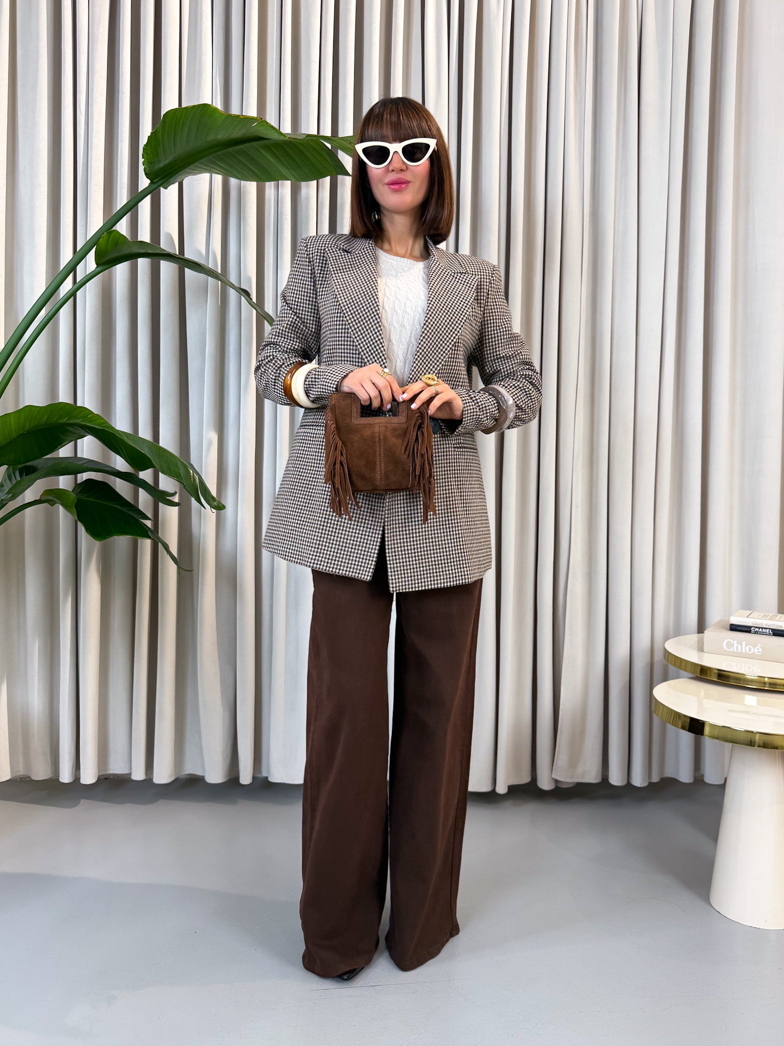 Blazer pied de poule marrone