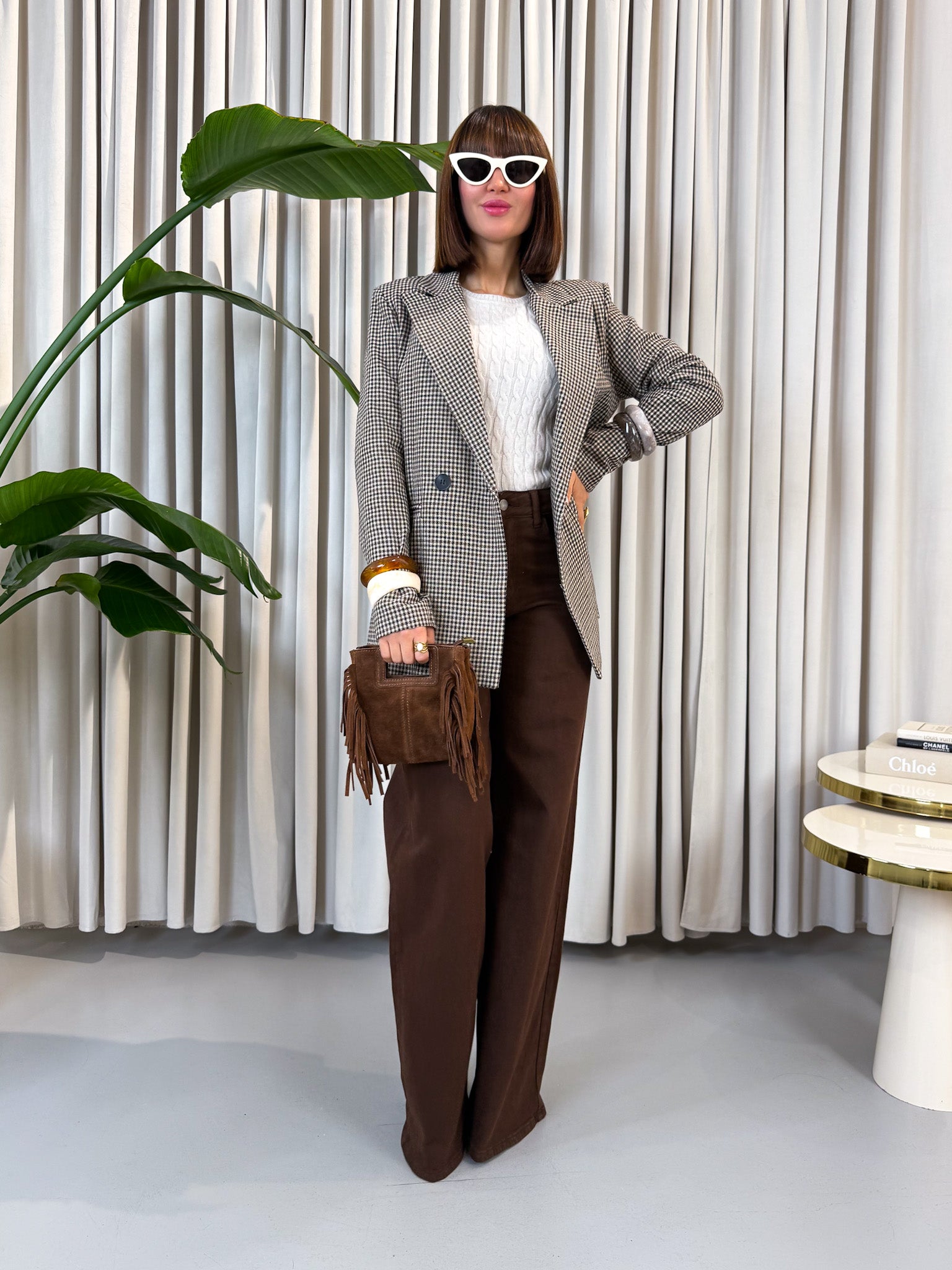 Blazer pied de poule marrone