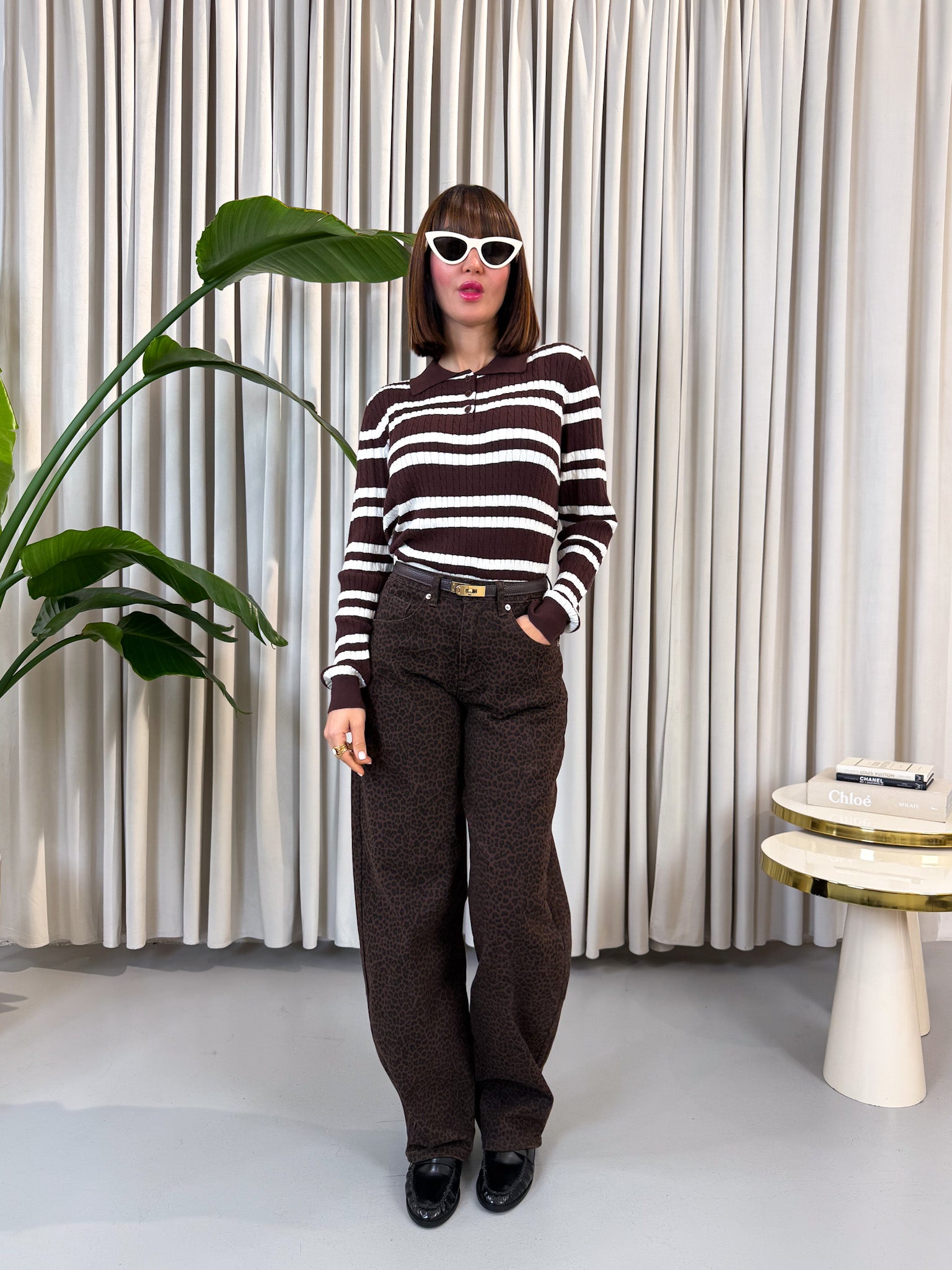 Jeans barrel animalier