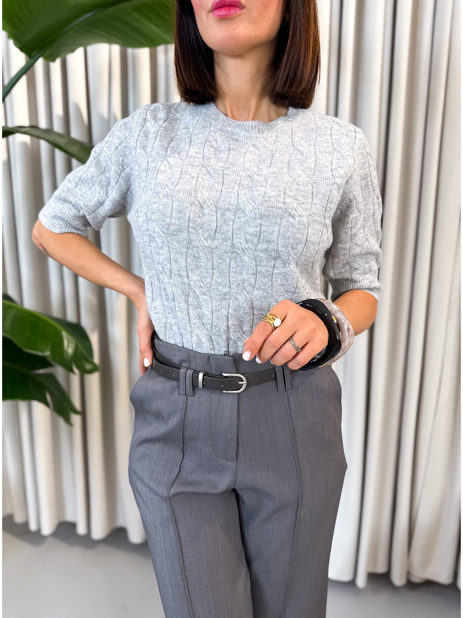 Pullover manica corta grigio