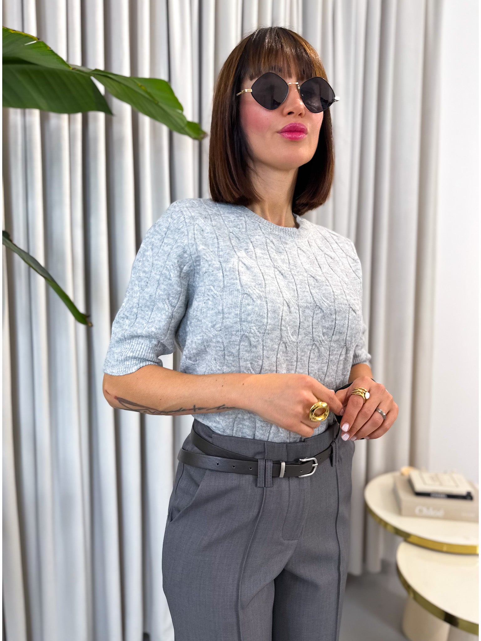 Pullover manica corta grigio