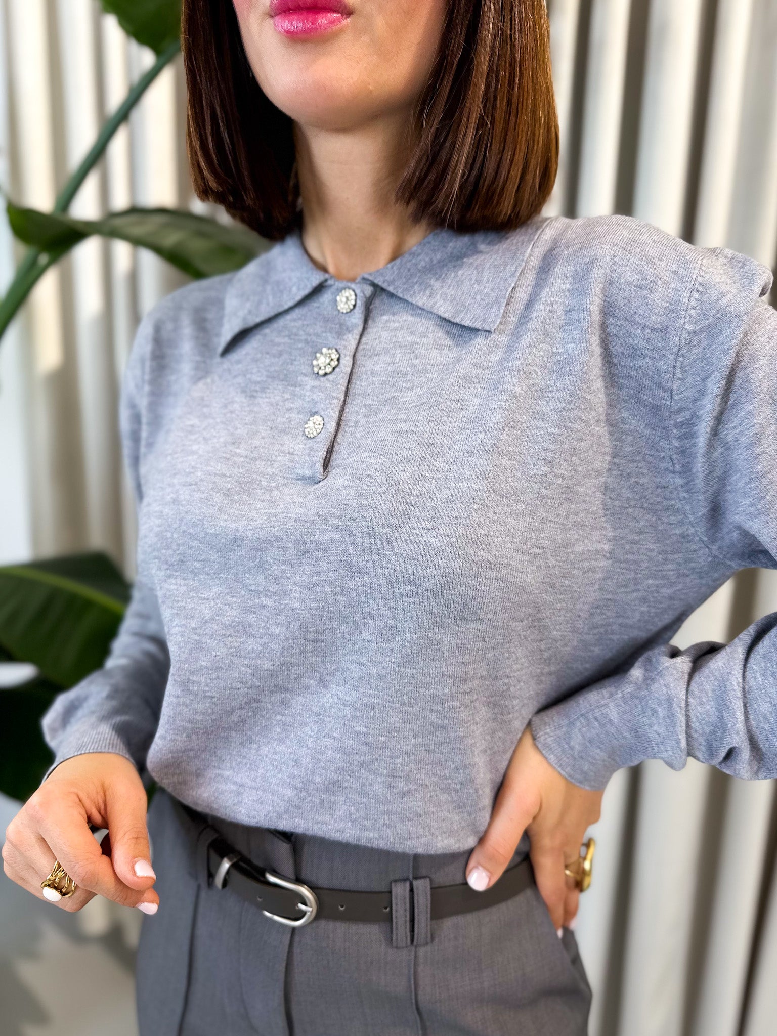 Pullover polo grigio