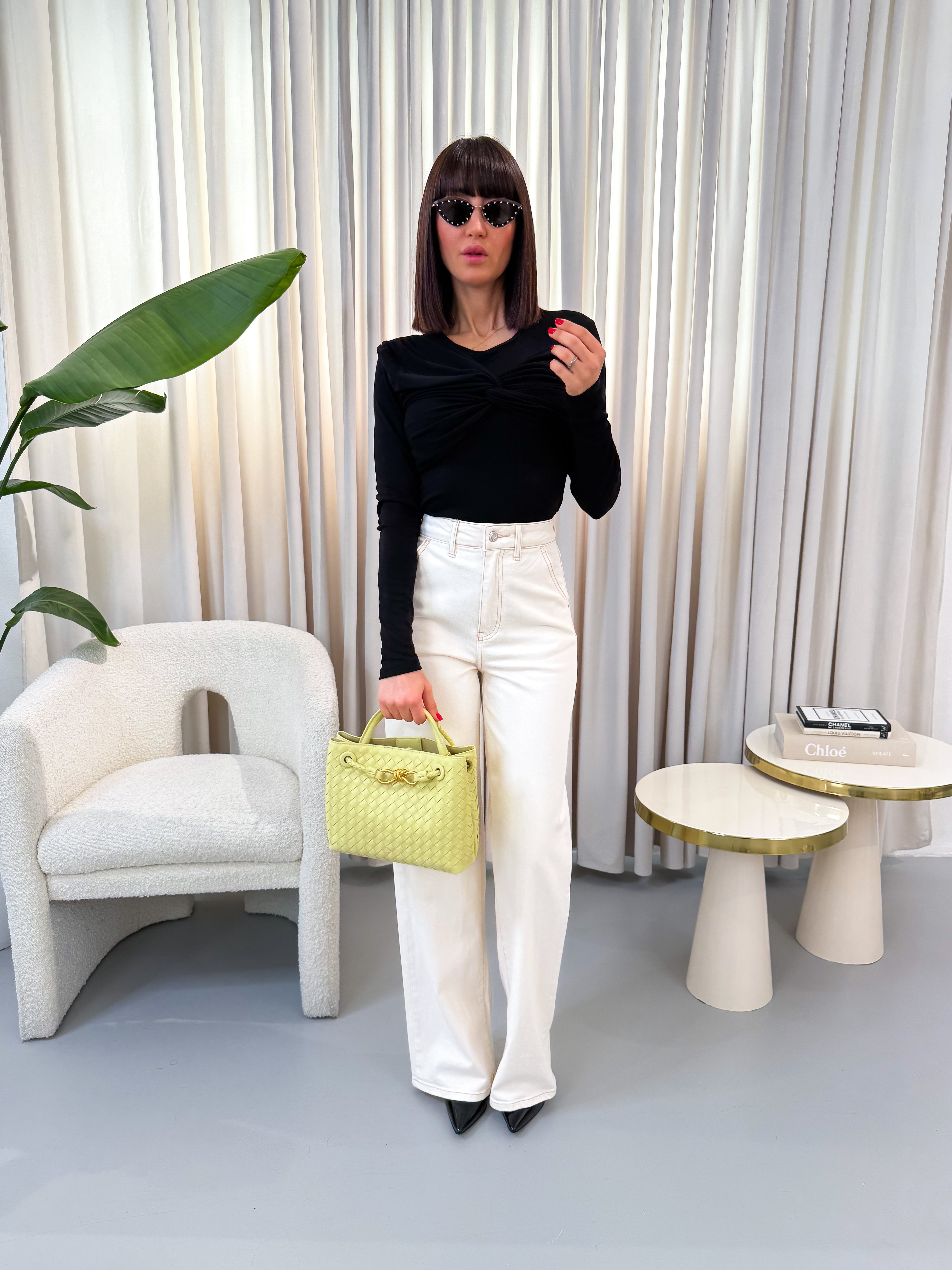 Jeans panna wide leg