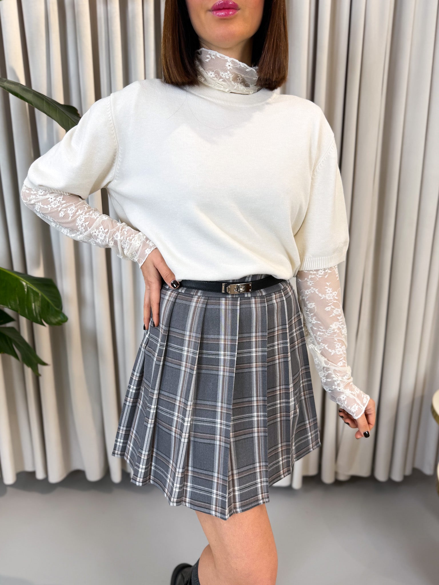 Pullover manica corta panna