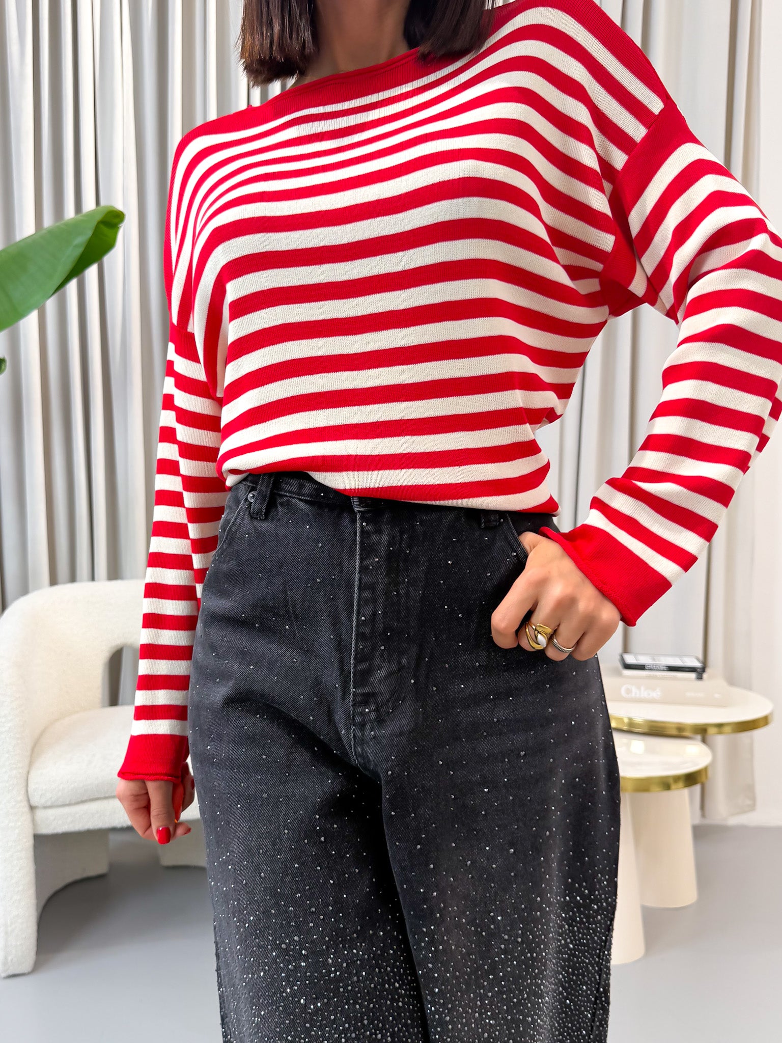 Maglia a righe tinto filo