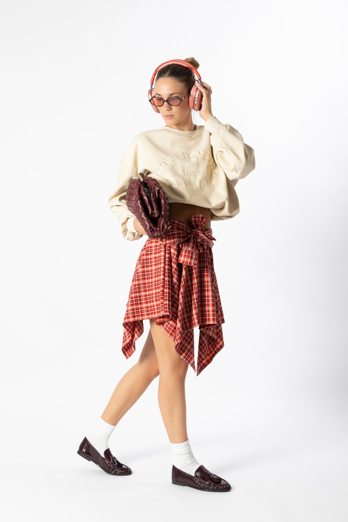 Gonna corta tartan rosso