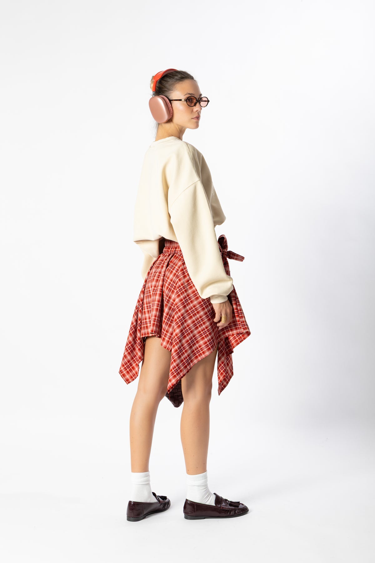 Gonna corta tartan rosso