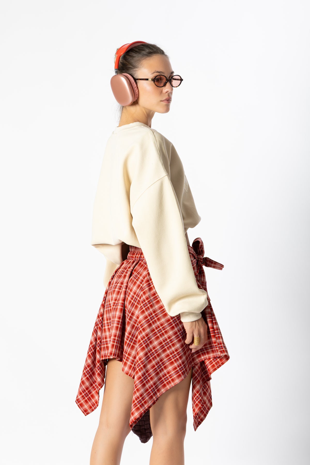 Gonna corta tartan rosso